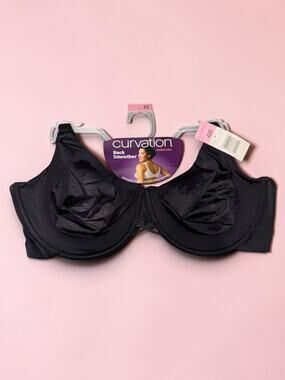 Curvation Black Back Smoother Full Coverage Underwire Bra - Size 42D NWT